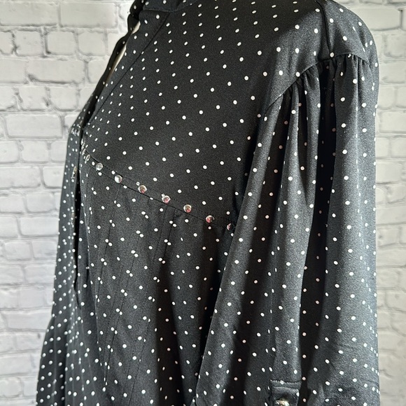 Cocomo Woman size 3X Black White Polka Dot Roll Tab Sleeve Popover Tunic NEW - Picture 15 of 16